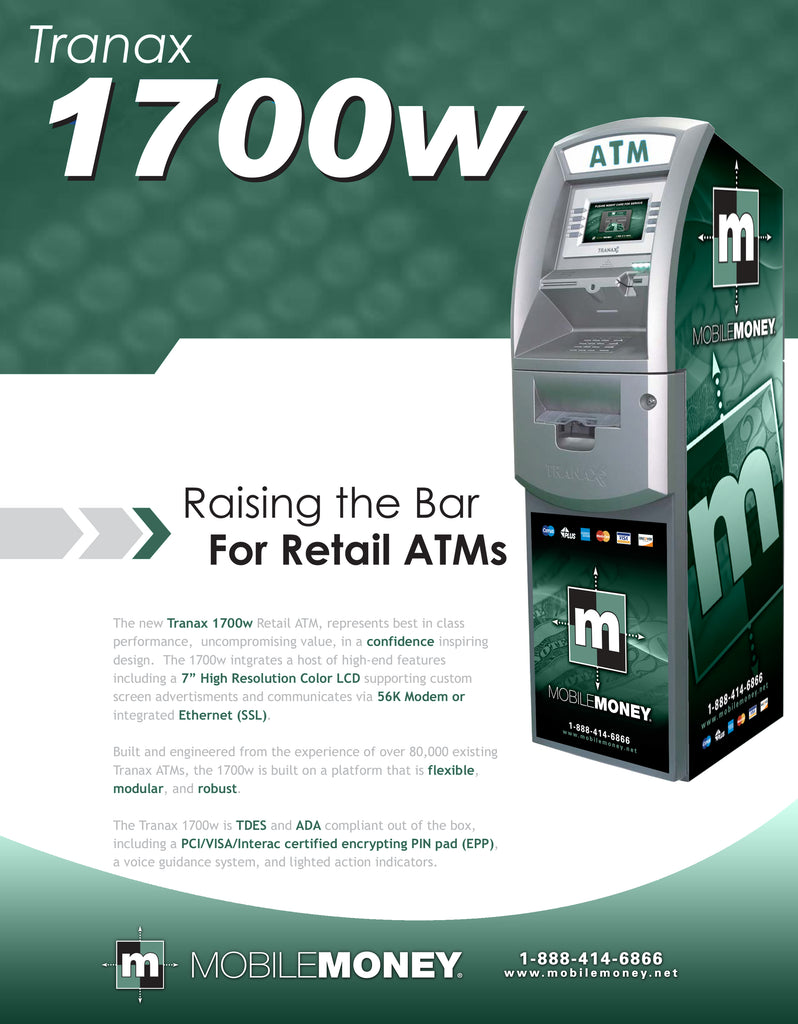 Features Available For the Hantle 1700W ATM Machine